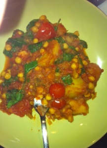 Chickpea, spinach and potato curry