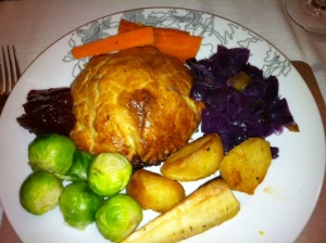 Melty Mushroom Wellingtons with all the usual Christmas vegetables